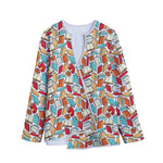 Colorful Books Pattern Print Long Sleeve Short Coat