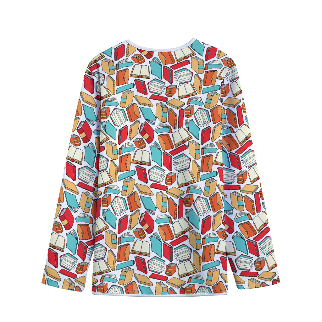 Colorful Books Pattern Print Long Sleeve Short Coat