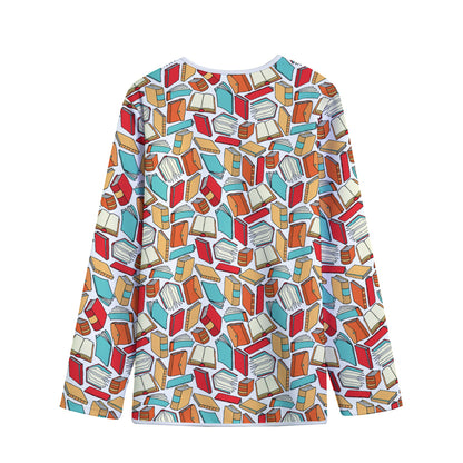 Colorful Books Pattern Print Long Sleeve Short Coat