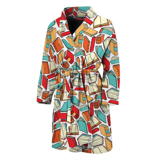 Colorful Books Pattern Print Men's Bathrobe