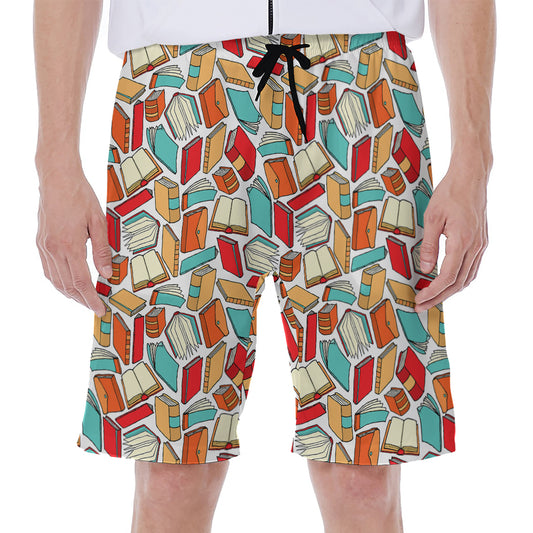 Colorful Books Pattern Print Men's Beach Shorts