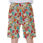 Colorful Books Pattern Print Men's Beach Shorts