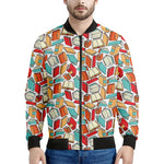 Colorful Books Pattern Print Men's Bomber Jacket