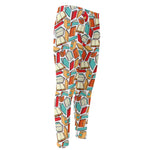 Colorful Books Pattern Print Men's Compression Pants