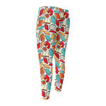 Colorful Books Pattern Print Men's Compression Pants