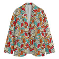 Colorful Books Pattern Print Men's Cotton Blazer
