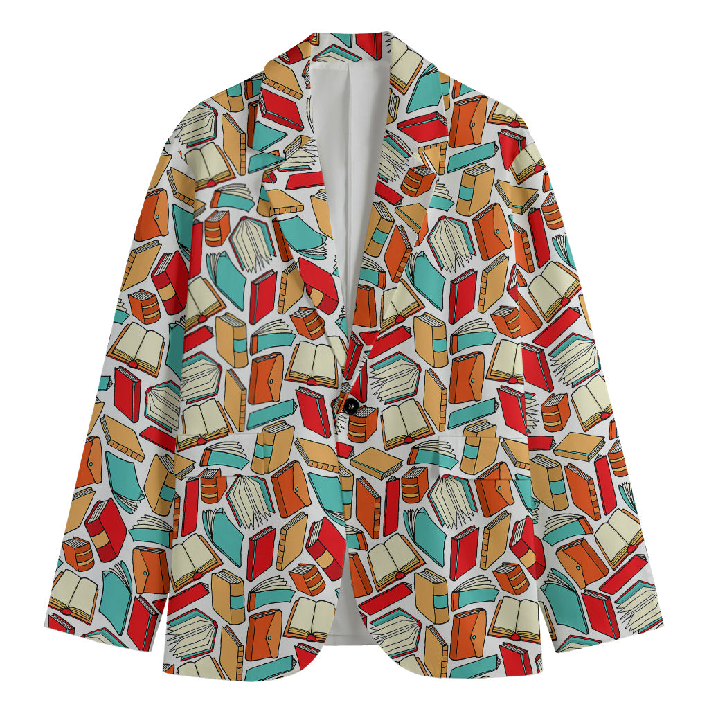 Colorful Books Pattern Print Men's Cotton Blazer