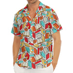 Colorful Books Pattern Print Men's Deep V-Neck Shirt