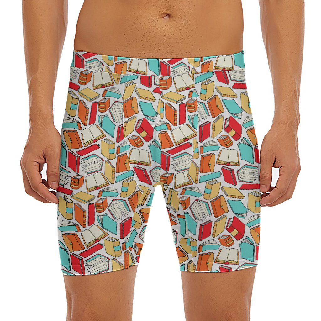 Colorful Books Pattern Print Men's Long Boxer Briefs
