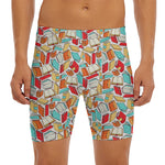 Colorful Books Pattern Print Men's Long Boxer Briefs