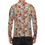 Colorful Books Pattern Print Men's Long Sleeve Rash Guard
