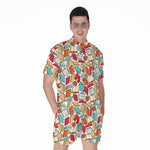 Colorful Books Pattern Print Men's Rompers