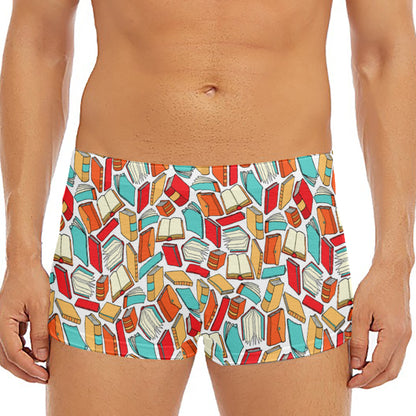 Colorful Books Pattern Print Men's Short Boxer Briefs