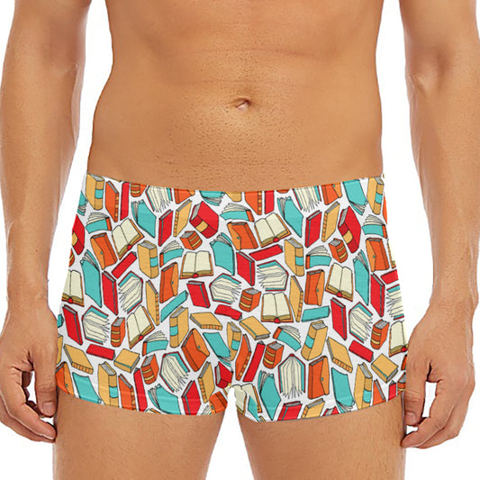 Colorful Books Pattern Print Men's Short Boxer Briefs