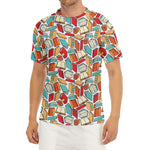 Colorful Books Pattern Print Men's Short Sleeve Rash Guard