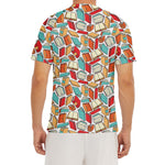 Colorful Books Pattern Print Men's Short Sleeve Rash Guard