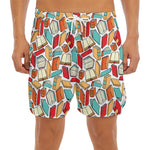 Colorful Books Pattern Print Men's Split Running Shorts