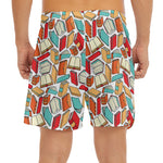 Colorful Books Pattern Print Men's Split Running Shorts