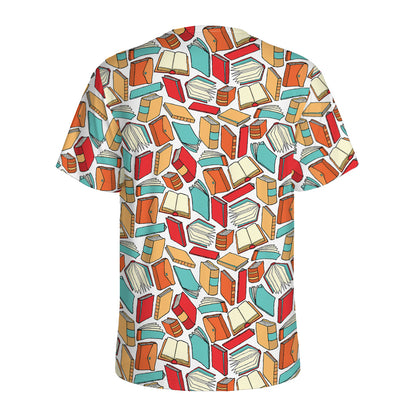 Colorful Books Pattern Print Men's Sports T-Shirt