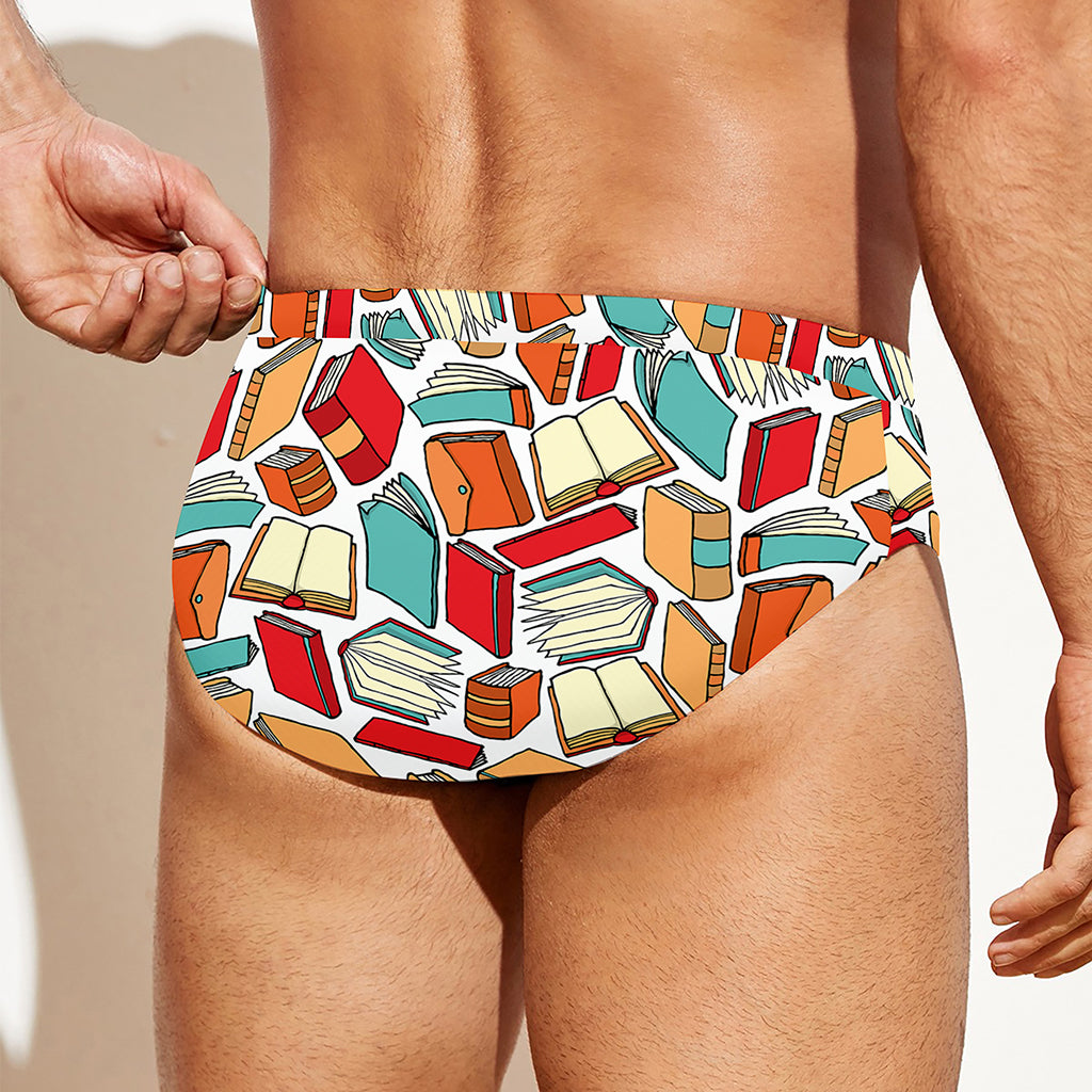 Colorful Books Pattern Print Men's Swim Briefs