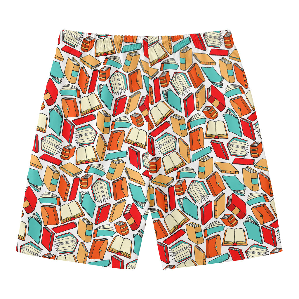Colorful Books Pattern Print Men's Swim Trunks