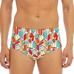 Colorful Books Pattern Print Men's Triangle Swim Briefs