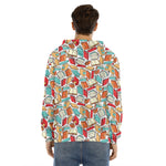 Colorful Books Pattern Print Men's Velvet Pullover Hoodie