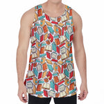 Colorful Books Pattern Print Men's Velvet Tank Top