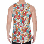 Colorful Books Pattern Print Men's Velvet Tank Top