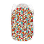 Colorful Books Pattern Print Mesh Laundry Hamper