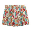 Colorful Books Pattern Print Mesh Shorts