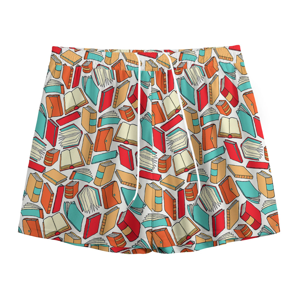 Colorful Books Pattern Print Mesh Shorts