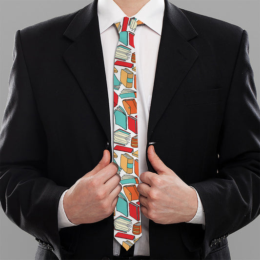 Colorful Books Pattern Print Necktie