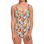 Colorful Books Pattern Print One Piece Swimsuit