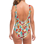 Colorful Books Pattern Print One Piece Swimsuit