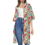Colorful Books Pattern Print Open Front Beach Cover Up