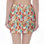 Colorful Books Pattern Print Pencil Mini Skirt