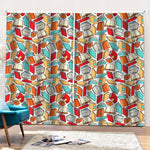 Colorful Books Pattern Print Pencil Pleat Curtains