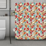 Colorful Books Pattern Print Polyester Shower Curtain