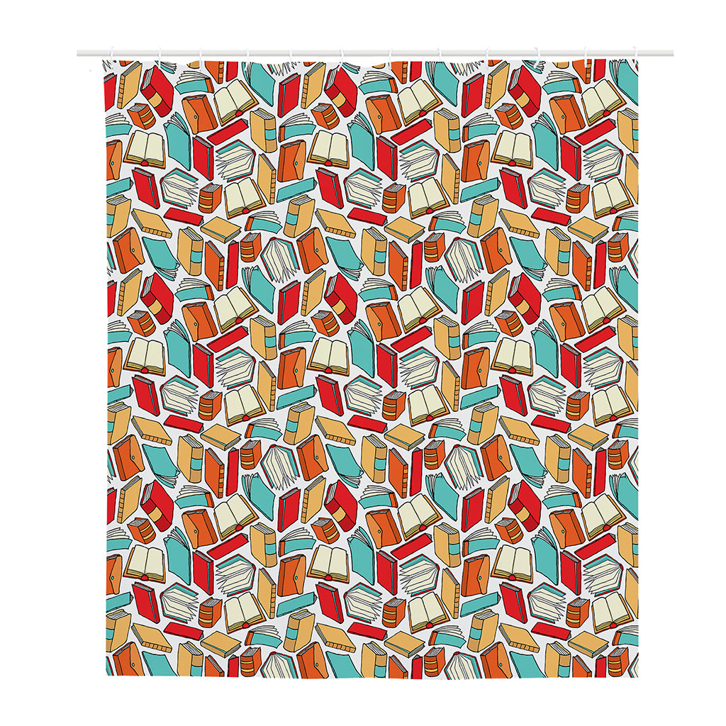 Colorful Books Pattern Print Polyester Shower Curtain