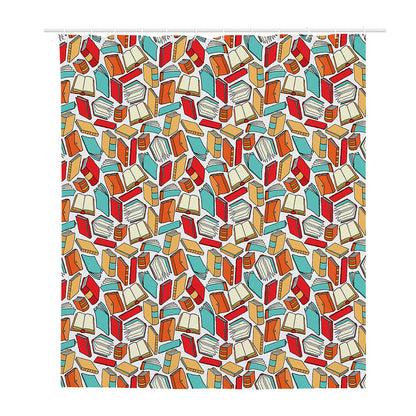 Colorful Books Pattern Print Polyester Shower Curtain
