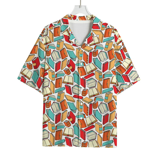 Colorful Books Pattern Print Rayon Hawaiian Shirt