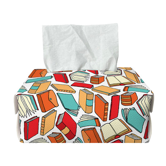 Colorful Books Pattern Print Rectangle Tissue Box Cover