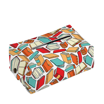 Colorful Books Pattern Print Rectangle Tissue Box Cover