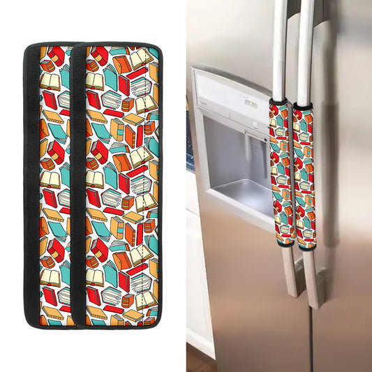 Colorful Books Pattern Print Refrigerator Handle Covers