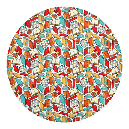 Colorful Books Pattern Print Round Blanket