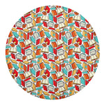 Colorful Books Pattern Print Round Blanket