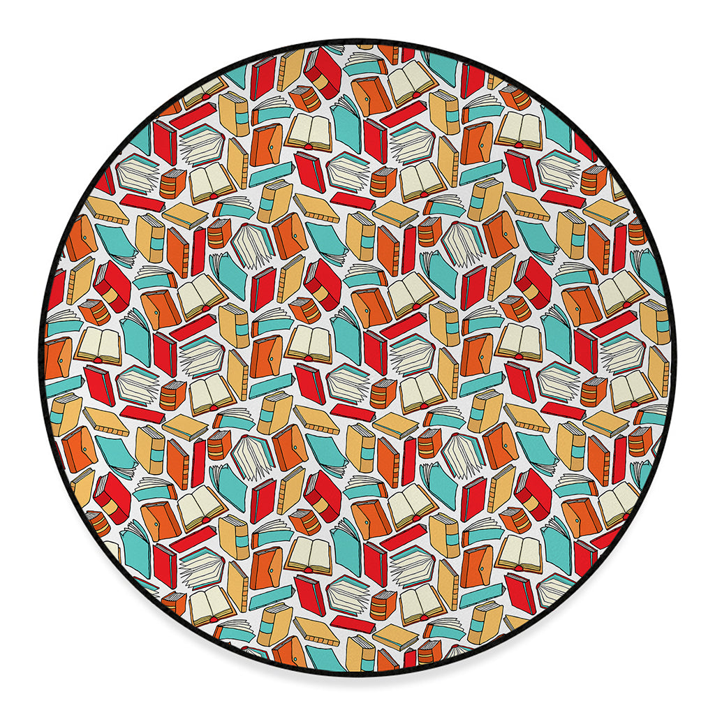Colorful Books Pattern Print Round Floor Mat