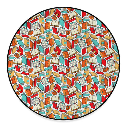Colorful Books Pattern Print Round Floor Mat