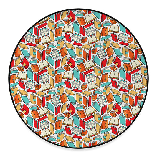 Colorful Books Pattern Print Round Floor Mat